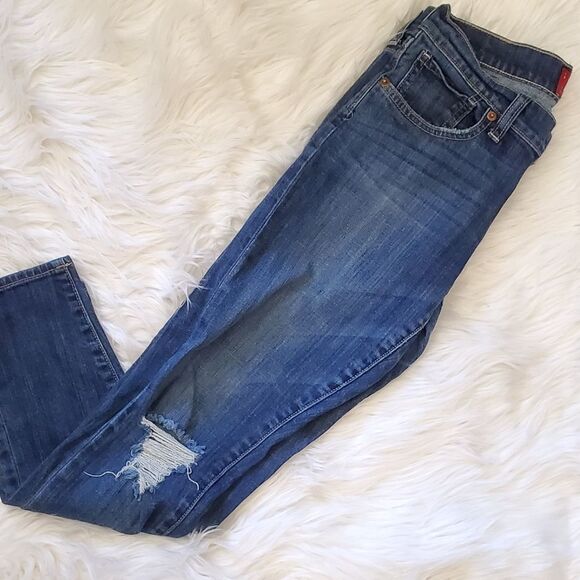 Lucky Brand Sienna Cigarette Skinny Denim Jeans Size 00 Low Rise 24 distressed - Picture 2 of 6